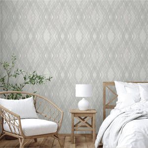 Luxury Gray Argyle Geometric 3D Embossed Wallpaper, Premium Non-Woven Wall Covering, 41.7"W x 398"H, Washable Removable for L