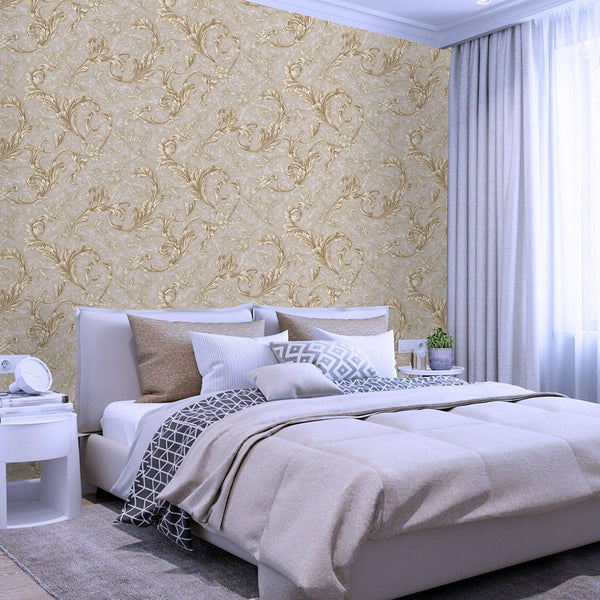 Luxury Beige Striped Textured Wallpaper, Premium Non-Woven Wall Covering, 41.7"W x 398"H, Washable Removable for Living Room 