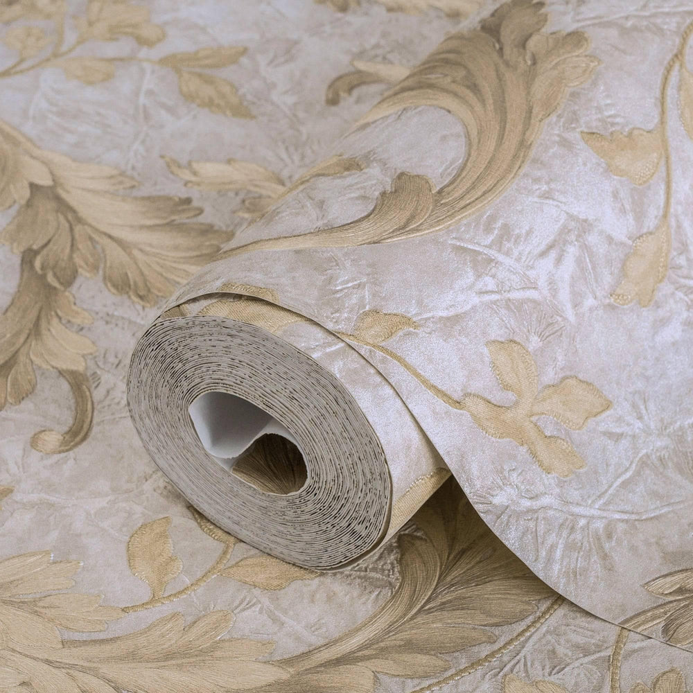 Luxury Beige Striped Textured Wallpaper, Premium Non-Woven Wall Covering, 41.7"W x 398"H, Washable Removable for Living Room 