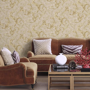 Luxury Beige Striped Textured Wallpaper, Premium Non-Woven Wall Covering, 41.7"W x 398"H, Washable Removable for Living Room 