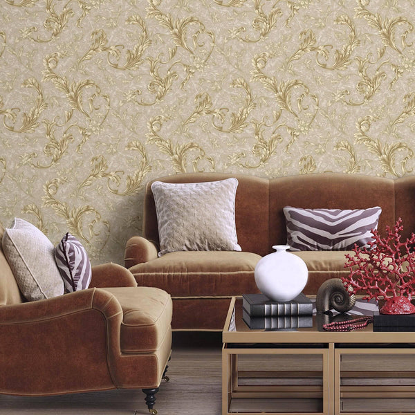 Luxury Beige Striped Textured Wallpaper, Premium Non-Woven Wall Covering, 41.7"W x 398"H, Washable Removable for Living Room 