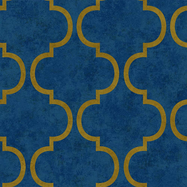 Luxury Blue Trellis Textured Wallpaper, Boho Non-Woven Wall Covering, 41.7"W x 398"H, Washable Removable for Living Room Bedr