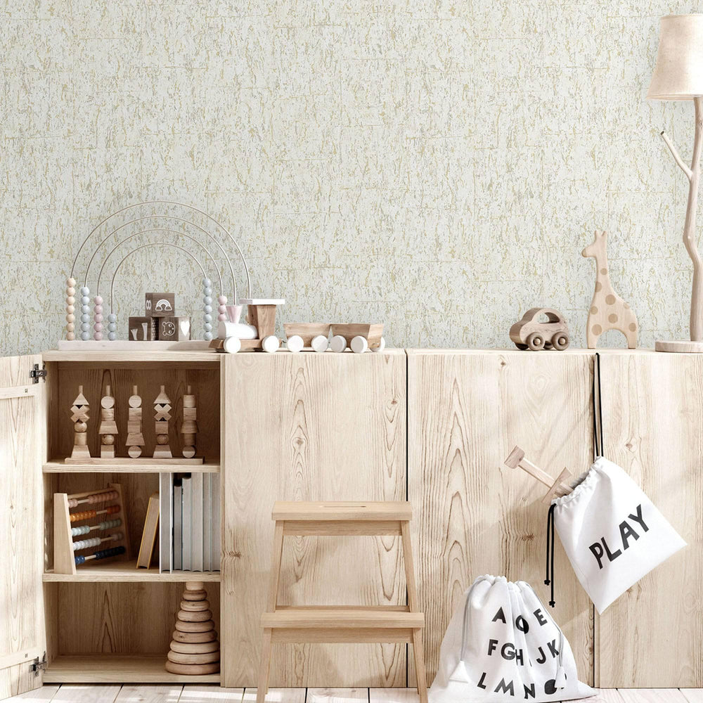 Luxury Gold Textured Embossed 3D Embossed Wallpaper, Industrial Non-Woven Wall Covering, 41.7"W x 398"H, Washable Removable f