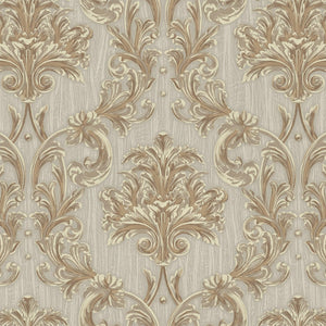 Luxury Brown Damask Floral 3D Embossed Wallpaper, Traditional Non-Woven Wall Covering, 41.7"W x 398"H, Washable Removable for