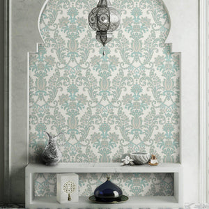 Luxury Beige Damask Textured 3D Embossed Wallpaper, Boho Non-Woven Wall Covering, 41.7"W x 398"H, Washable Removable for Livi