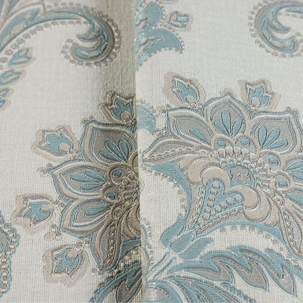 Luxury Beige Damask Textured 3D Embossed Wallpaper, Boho Non-Woven Wall Covering, 41.7"W x 398"H, Washable Removable for Livi
