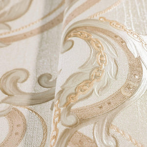 Luxury Cream Damask Embossed 3D Embossed Wallpaper, Premium Non-Woven Wall Covering, 41.7"W x 398"H, Washable Removable for L