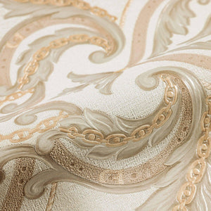 Luxury Cream Damask Embossed 3D Embossed Wallpaper, Premium Non-Woven Wall Covering, 41.7"W x 398"H, Washable Removable for L