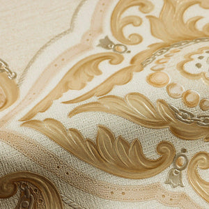 Luxury Gold Damask Embossed 3D Embossed Wallpaper, Premium Non-Woven Wall Covering, 41.7"W x 398"H, Washable Removable for Li