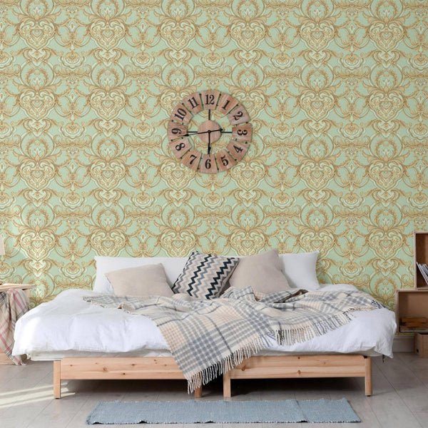 Luxury Gold Damask Embossed 3D Embossed Wallpaper, Coastal Non-Woven Wall Covering, 41.7"W x 398"H, Washable Removable for Li