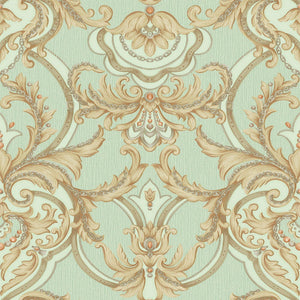 Luxury Gold Damask Embossed 3D Embossed Wallpaper, Coastal Non-Woven Wall Covering, 41.7"W x 398"H, Washable Removable for Li