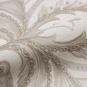 Luxury Silver Damask Embossed 3D Embossed Wallpaper, Premium Non-Woven Wall Covering, 41.7"W x 398"H, Washable Removable for 