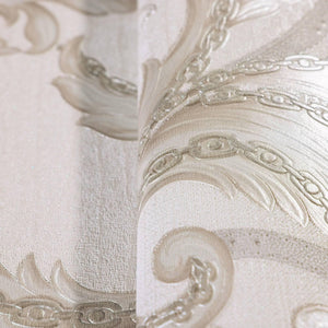 Luxury Silver Damask Embossed 3D Embossed Wallpaper, Premium Non-Woven Wall Covering, 41.7"W x 398"H, Washable Removable for 