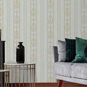 Luxury Blue Striped Stripe 3D Embossed Wallpaper, Traditional Non-Woven Wall Covering, 41.7"W x 398"H, Washable Removable for