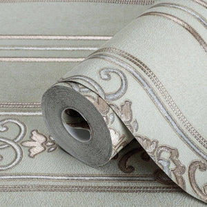 Luxury Blue Striped Stripe 3D Embossed Wallpaper, Traditional Non-Woven Wall Covering, 41.7"W x 398"H, Washable Removable for