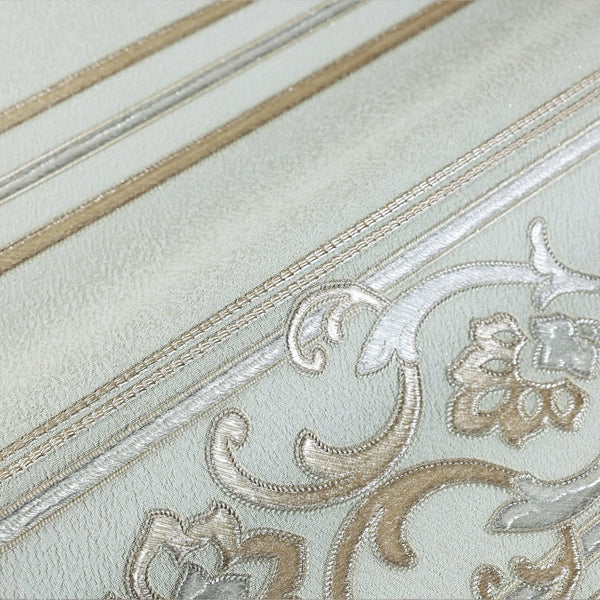 Luxury Blue Striped Stripe 3D Embossed Wallpaper, Traditional Non-Woven Wall Covering, 41.7"W x 398"H, Washable Removable for