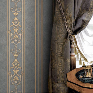 Luxury Gold Striped Stripe 3D Embossed Wallpaper, Traditional Non-Woven Wall Covering, 41.7"W x 398"H, Washable Removable for