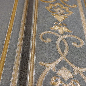 Luxury Gold Striped Stripe 3D Embossed Wallpaper, Traditional Non-Woven Wall Covering, 41.7"W x 398"H, Washable Removable for