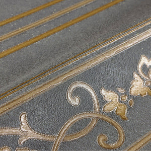 Luxury Gold Striped Stripe 3D Embossed Wallpaper, Traditional Non-Woven Wall Covering, 41.7"W x 398"H, Washable Removable for