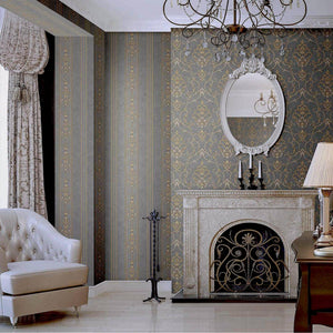 Luxury Gold Striped Stripe 3D Embossed Wallpaper, Traditional Non-Woven Wall Covering, 41.7"W x 398"H, Washable Removable for