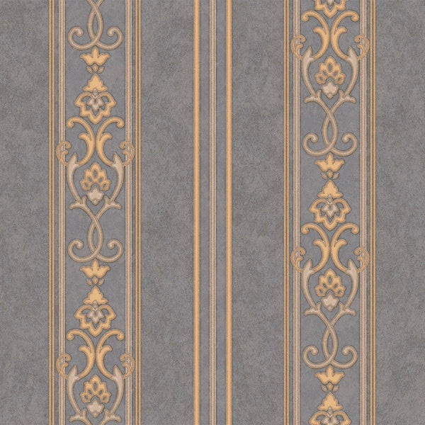 Luxury Gold Striped Stripe 3D Embossed Wallpaper, Traditional Non-Woven Wall Covering, 41.7"W x 398"H, Washable Removable for