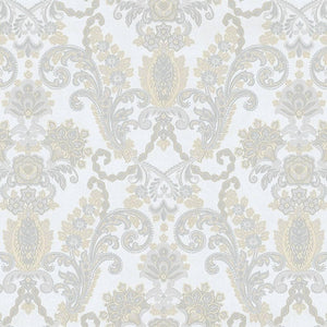 Luxury Cream Damask Striped 3D Embossed Wallpaper, Traditional Non-Woven Wall Covering, 41.7"W x 398"H, Washable Removable fo