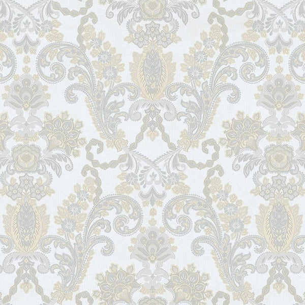 Luxury Cream Damask Striped 3D Embossed Wallpaper, Traditional Non-Woven Wall Covering, 41.7"W x 398"H, Washable Removable fo
