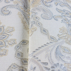 Luxury Cream Damask Striped 3D Embossed Wallpaper, Traditional Non-Woven Wall Covering, 41.7"W x 398"H, Washable Removable fo