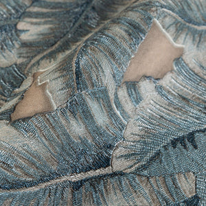 Luxury Blue Leaves Tropical Wallpaper, Coastal Non-Woven Wall Covering, 41.7"W x 614"H, Washable Removable for Living Room Be