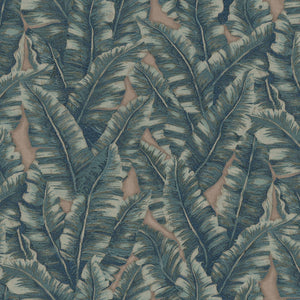 Luxury Blue Leaves Tropical Wallpaper, Coastal Non-Woven Wall Covering, 41.7"W x 614"H, Washable Removable for Living Room Be
