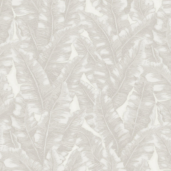 Luxury Cream Leaves Tropical Wallpaper, Contemporary Non-Woven Wall Covering, 41.7"W x 614"H, Washable Removable for Living R