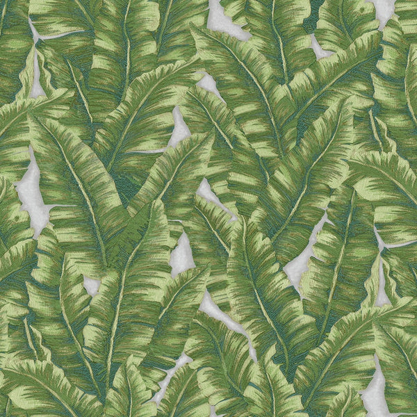 Luxury Green Leaves Tropical Wallpaper, Lodge Non-Woven Wall Covering, 41.7"W x 614"H, Washable Removable for Living Room Bed