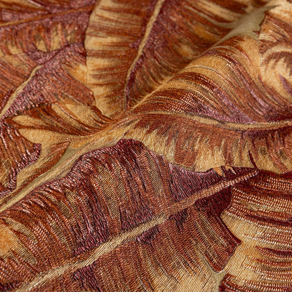 Luxury Orange Leaves Tropical Wallpaper, Traditional Non-Woven Wall Covering, 41.7"W x 614"H, Washable Removable for Living R