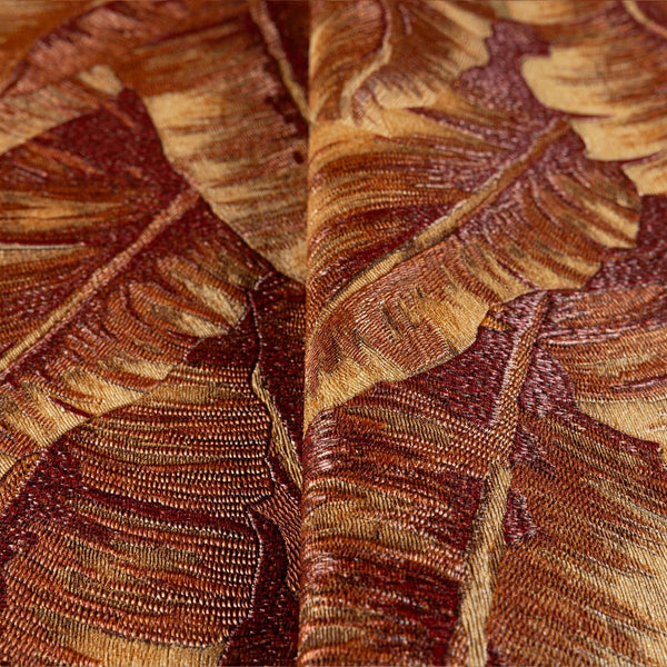 Luxury Orange Leaves Tropical Wallpaper, Traditional Non-Woven Wall Covering, 41.7"W x 614"H, Washable Removable for Living R