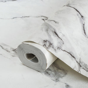 Luxury White Marble Stone 3D Embossed Wallpaper, Farmhouse Non-Woven Wall Covering, 41.7"W x 614"H, Washable Removable for Li