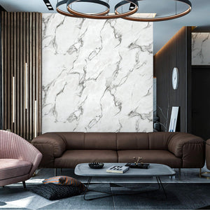Luxury White Marble Stone 3D Embossed Wallpaper, Farmhouse Non-Woven Wall Covering, 41.7"W x 614"H, Washable Removable for Li