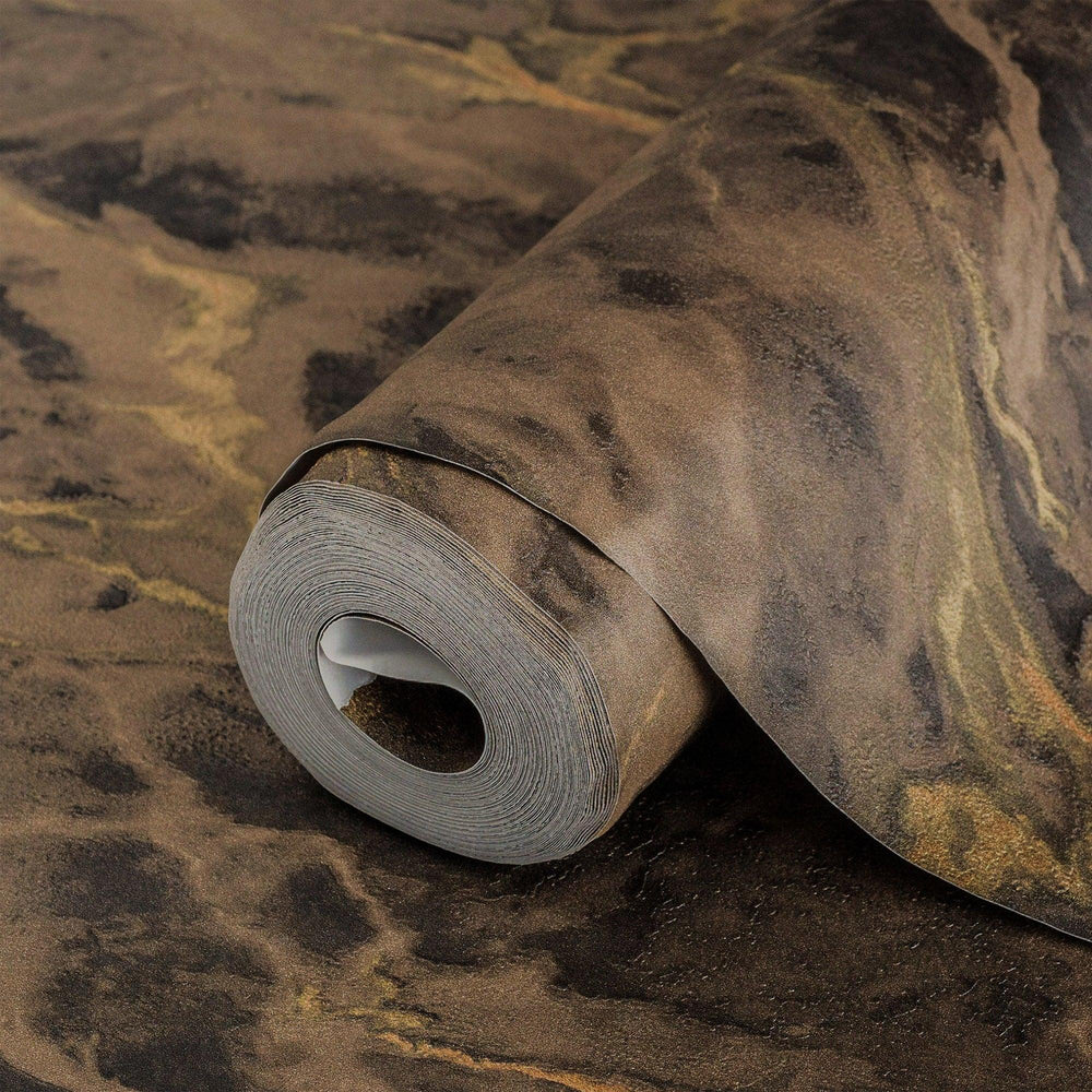 Luxury Brown Marble Stone 3D Embossed Wallpaper, Industrial Non-Woven Wall Covering, 41.7"W x 614"H, Washable Removable for L