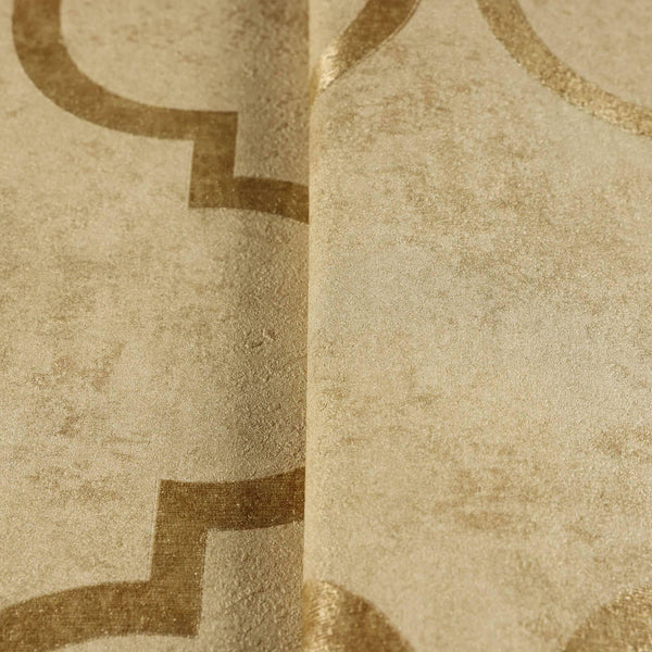 Luxury Gold Trellis Textured Wallpaper, Traditional Non-Woven Wall Covering, 41.7"W x 398"H, Washable Removable for Living Ro