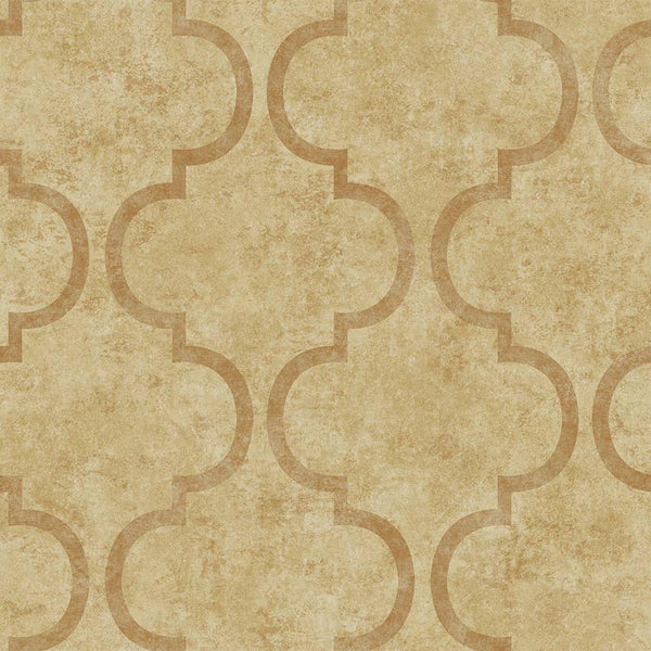 Luxury Gold Trellis Textured Wallpaper, Traditional Non-Woven Wall Covering, 41.7"W x 398"H, Washable Removable for Living Ro