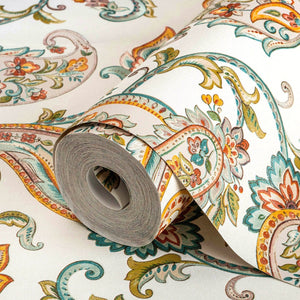 Luxury Green Paisley Textured Wallpaper, Country Non-Woven Wall Covering, 41.7"W x 614"H, Washable Removable for Living Room 