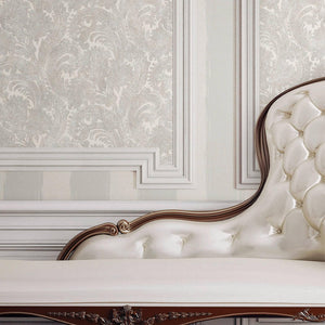 Luxury White Abstract Paisley Textured Wallpaper, Traditional Non-Woven Wall Covering, 41.7"W x 398"H, Washable Removable for