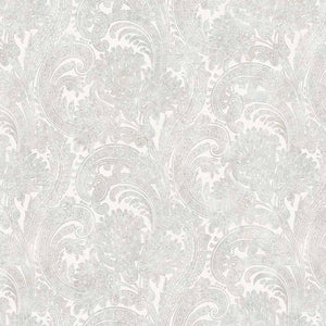 Luxury White Abstract Paisley Textured Wallpaper, Traditional Non-Woven Wall Covering, 41.7"W x 398"H, Washable Removable for