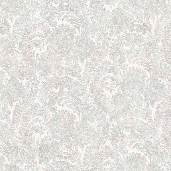 Luxury White Abstract Paisley Textured Wallpaper, Traditional Non-Woven Wall Covering, 41.7"W x 398"H, Washable Removable for