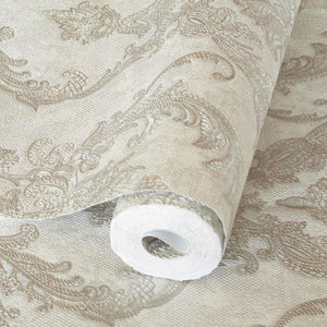 Luxury Gray Damask Textured Wallpaper, Mediterranean Non-Woven Wall Covering, 41.7"W x 398"H, Washable Removable for Living R