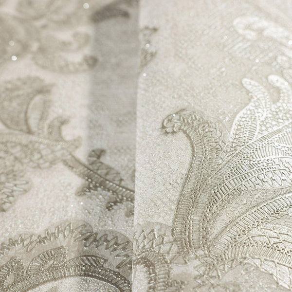 Luxury Gray Damask Textured Wallpaper, Mediterranean Non-Woven Wall Covering, 41.7"W x 398"H, Washable Removable for Living R