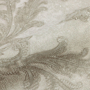 Luxury Gray Damask Textured Wallpaper, Mediterranean Non-Woven Wall Covering, 41.7"W x 398"H, Washable Removable for Living R