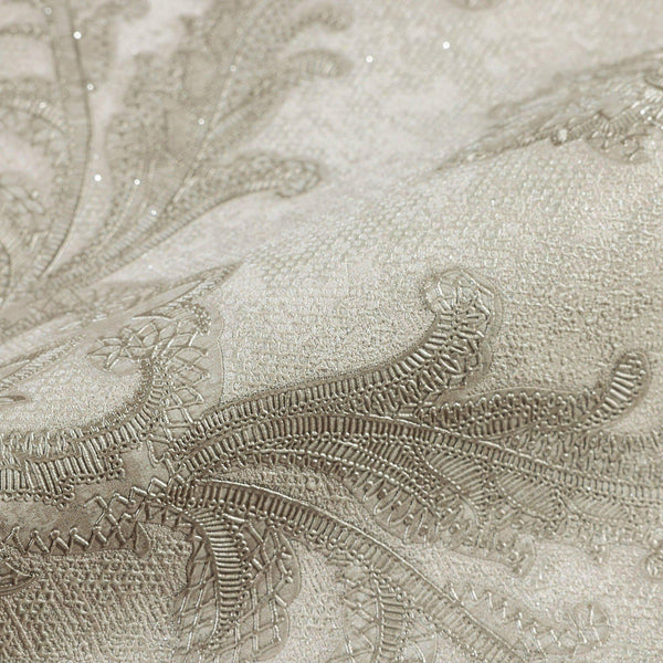 Luxury Gray Damask Textured Wallpaper, Mediterranean Non-Woven Wall Covering, 41.7"W x 398"H, Washable Removable for Living R