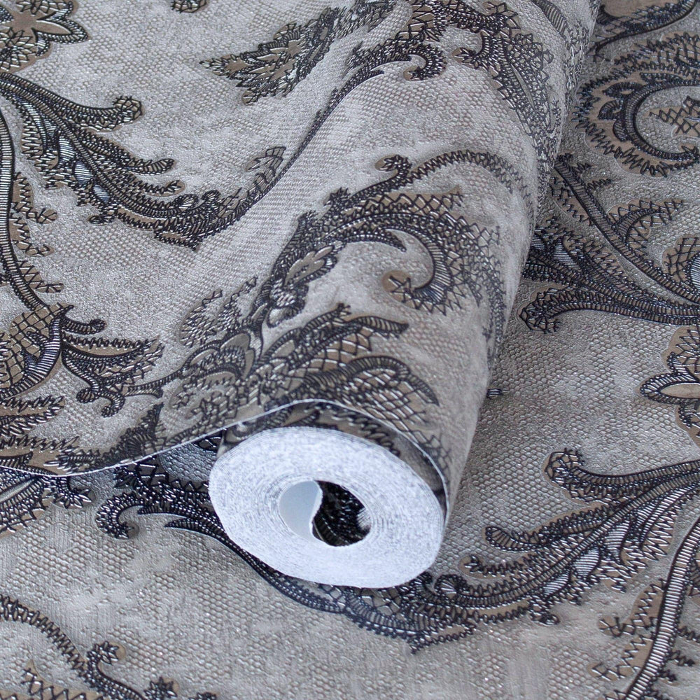 Luxury Blue Damask Textured Wallpaper, Victorian Non-Woven Wall Covering, 41.7"W x 398"H, Washable Removable for Living Room 