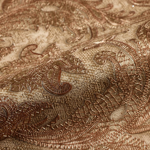 Luxury Brown Damask Textured Wallpaper, Boho Non-Woven Wall Covering, 41.7"W x 398"H, Washable Removable for Living Room Bedr