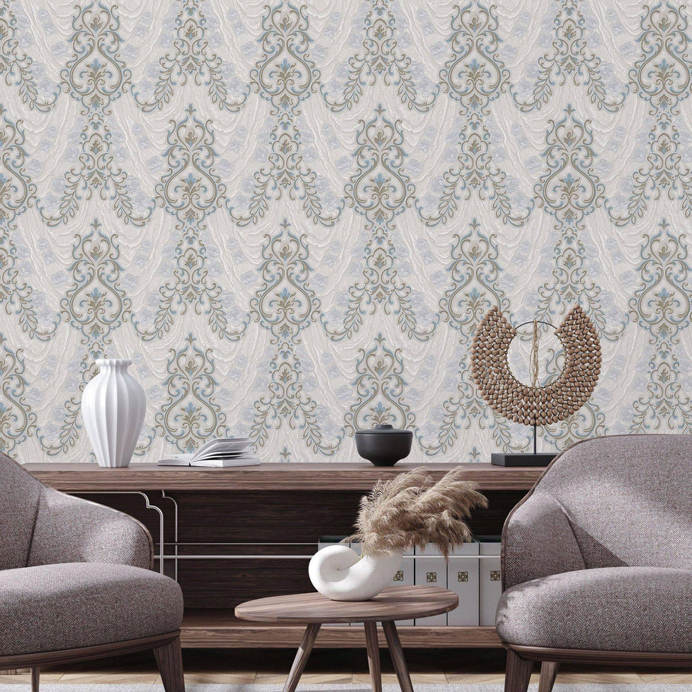 Luxury Gray Textured Embossed 3D Embossed Wallpaper, Premium Non-Woven Wall Covering, 41.7"W x 398"H, Washable Removable for 